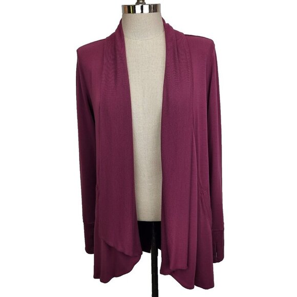 Athleta Pranayama Restore Cardigan Wrap M Raspberrry Pink Open Front Pockets - Picture 1 of 12